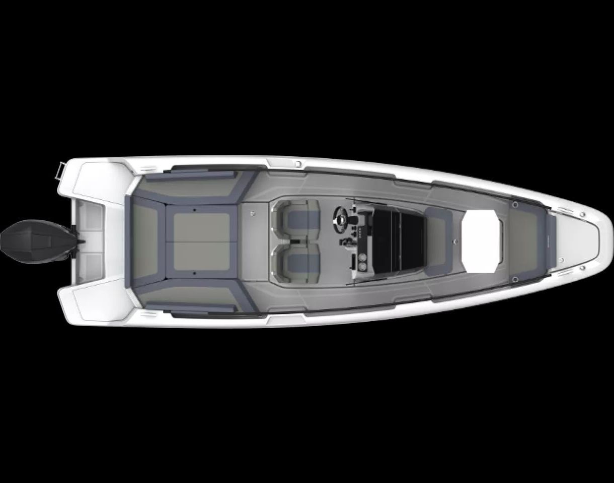 U-Sofa Layout, w. optional sunbed cushions, front deck seat, forward facing console seat & table