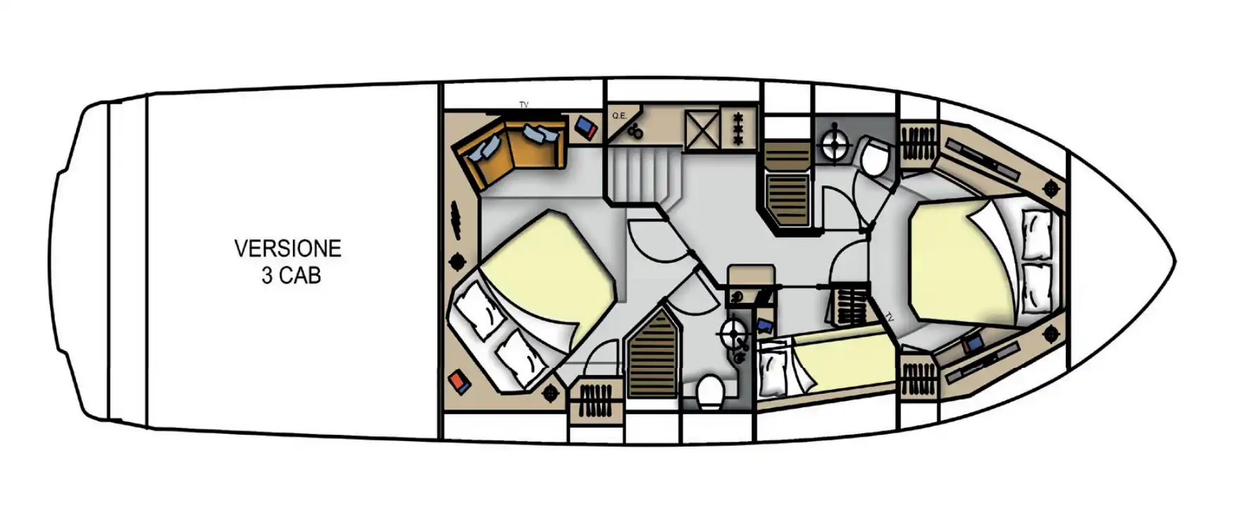 3-cabin Layout