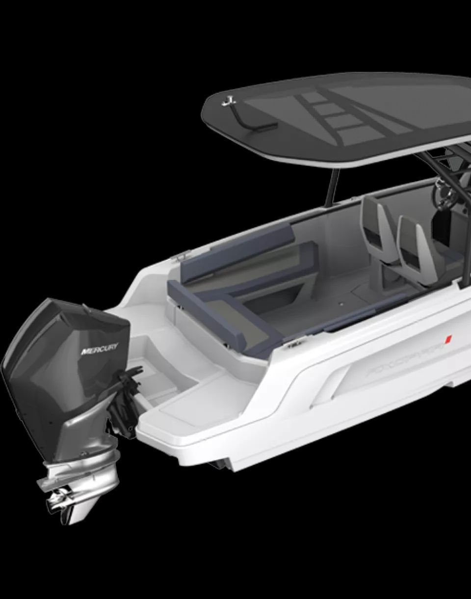 U-Sofa Layout, w. optional sunbed cushions, front deck seat, forward facing console seat & table