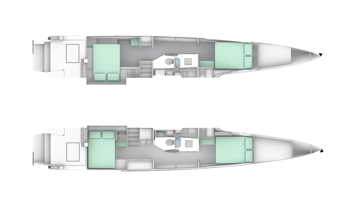 L-Shaped Galley Layout (4-Cabins: 4D)