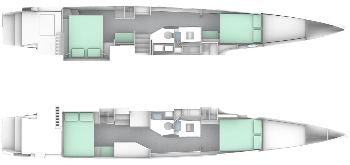 L-Shaped Galley Layout (4-Cabins: 4D)