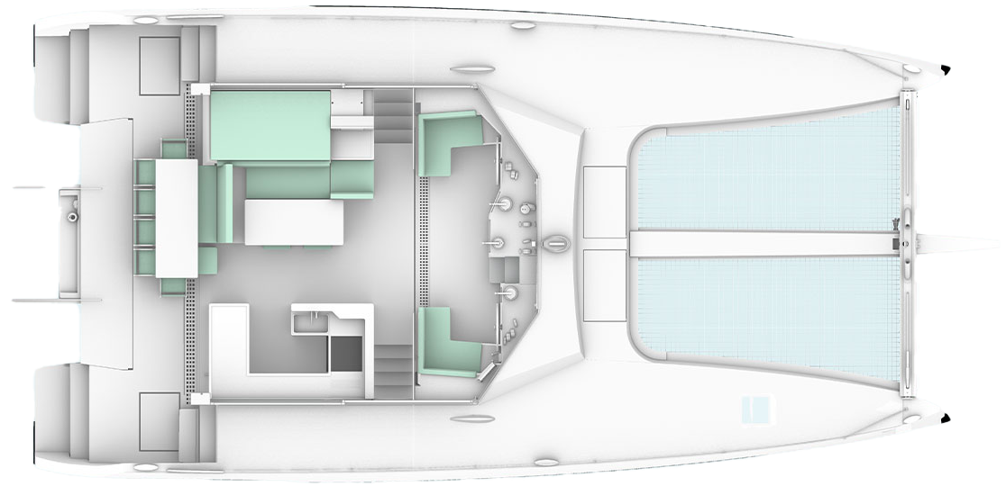 U-Shaped Galley Layout (4-Cabins: 2D, 1 bunk, 1 office/convertible)