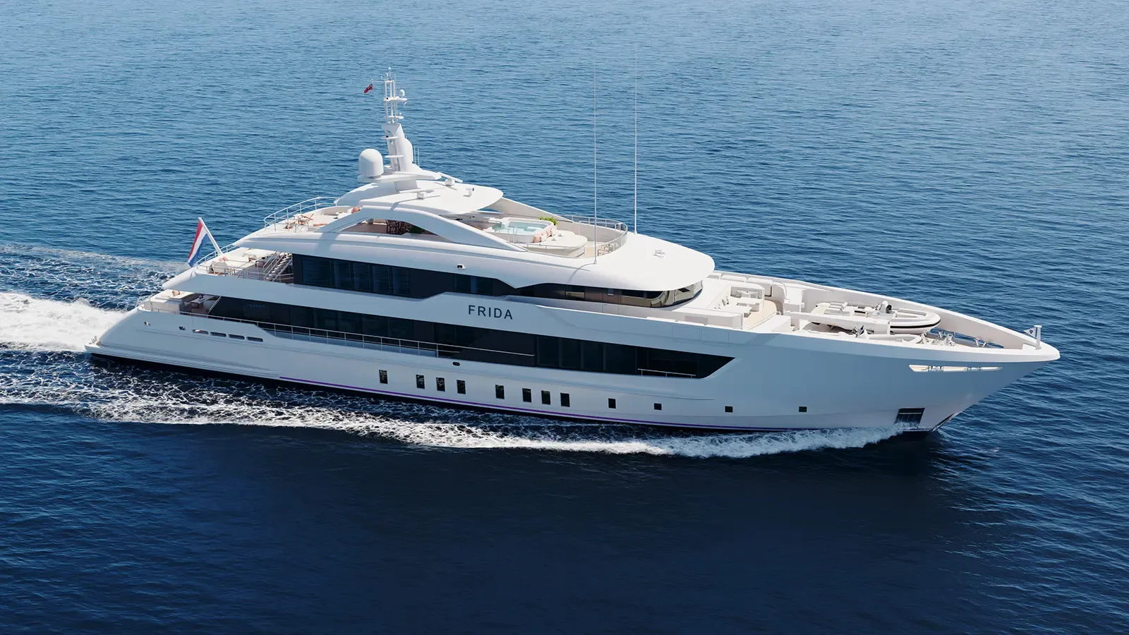 Außenbereich der Heesen Yachts Frida