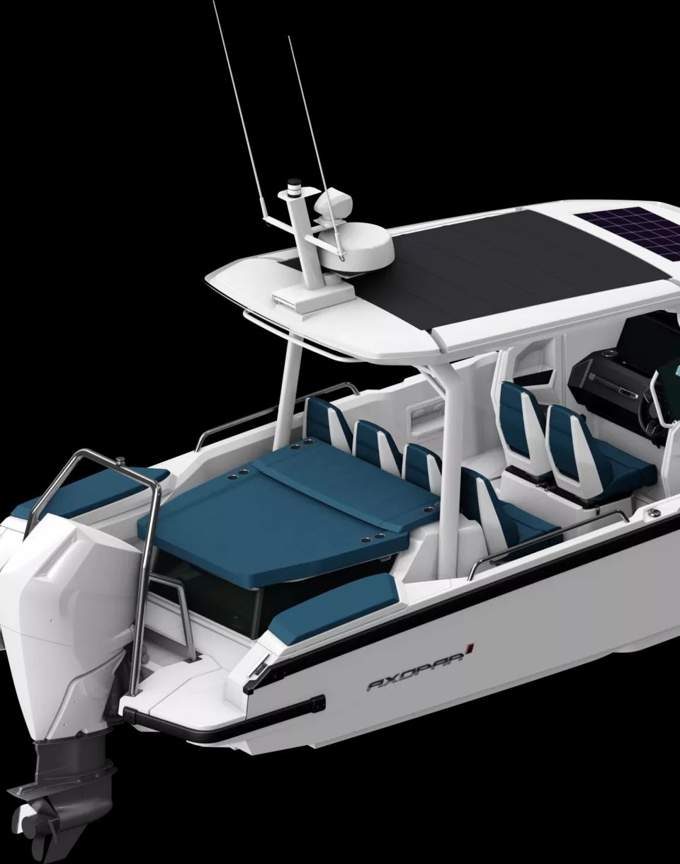 Aft Cabin/Multistorage Layout, with Fender Box Wet Bar and Sun Lounge in the bow