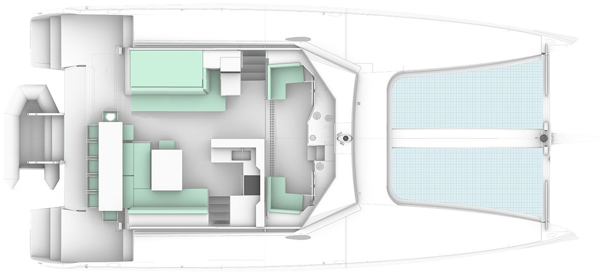 L-Shaped Galley Layout (4-Cabins: 4D)
