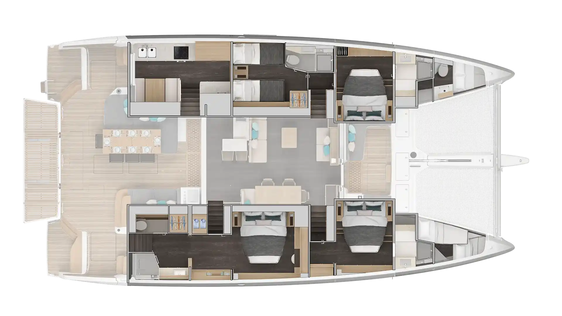4-Cabin Layout/Galley Down