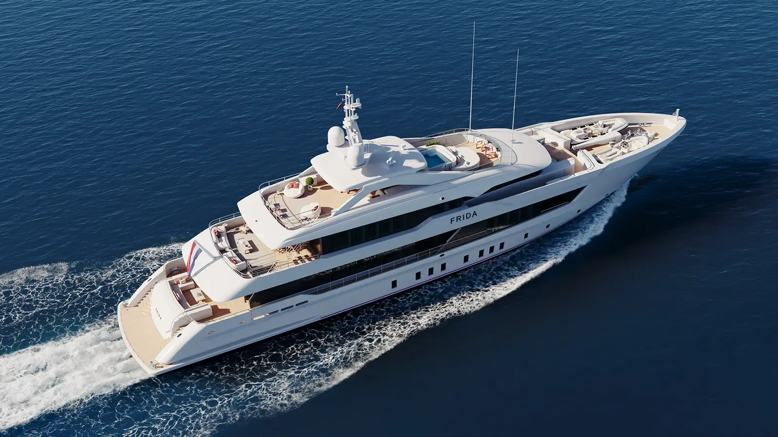 Außenbereich der Heesen Yachts Frida