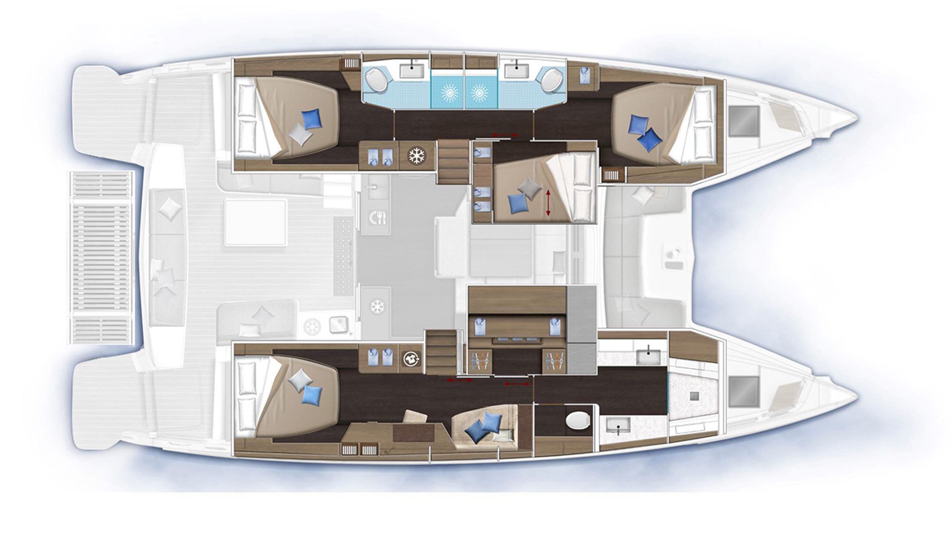 4-Cabin, 3-Head Layout