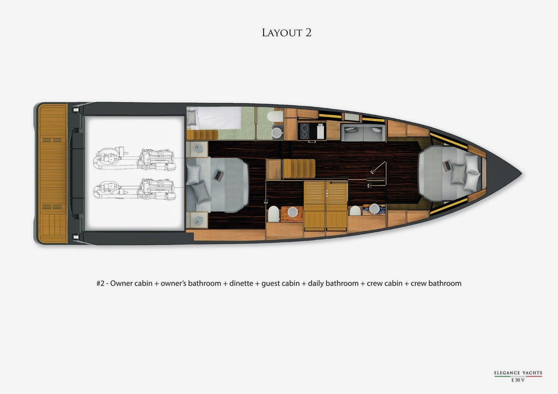 2-Cabin Layout + Crew Cabin