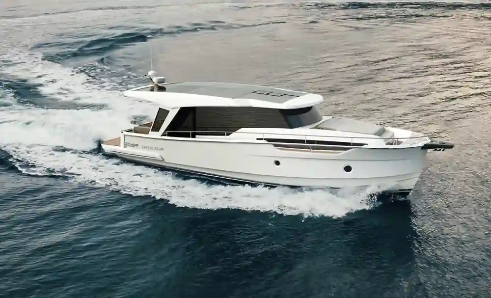 2026 Greenline Yachts 42 Hybrid for sale, on display at FLIBS 2026