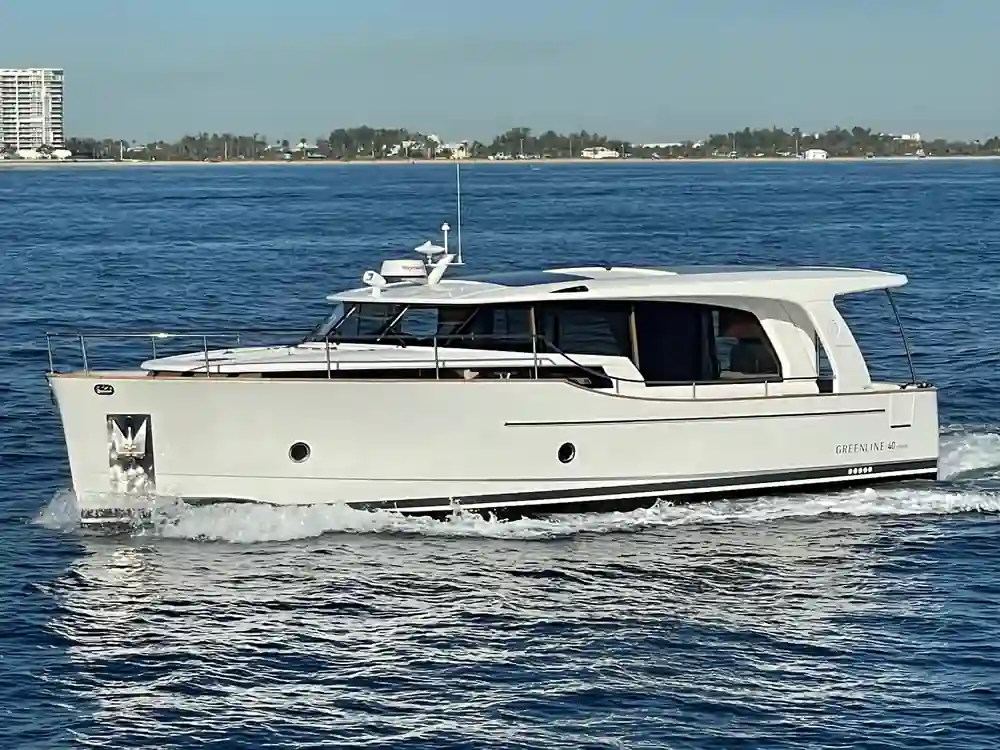 2026 Greenline Yachts 40 Hybrid for sale, on display at FLIBS 2026