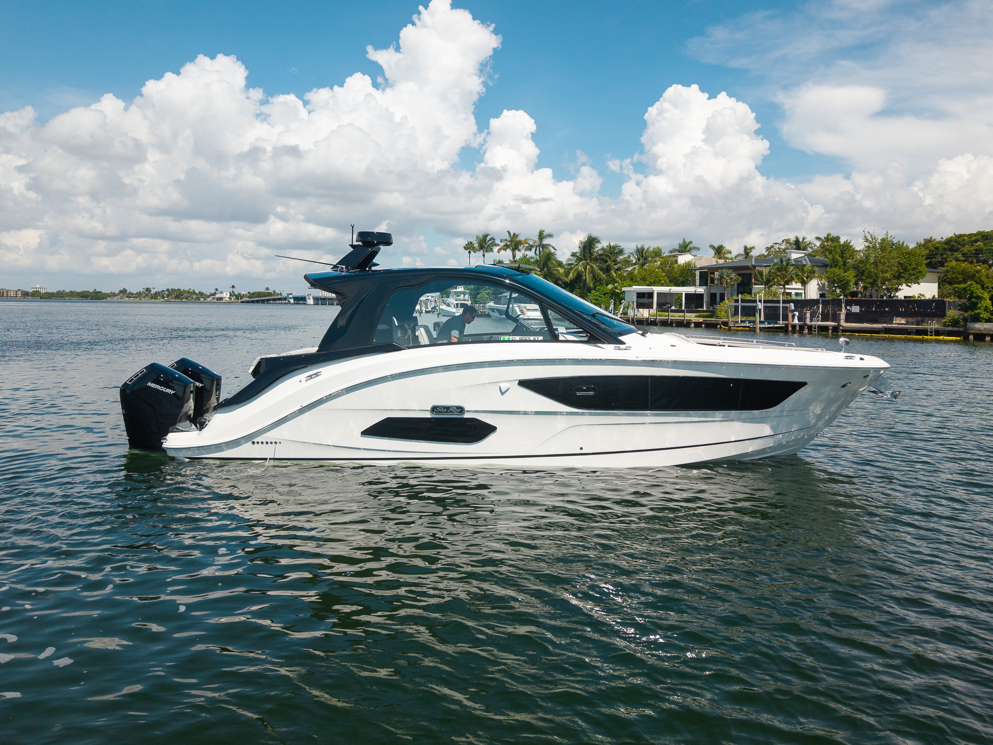 2026 Sea Ray Sundancer 370 Outboard for sale, on display at FLIBS 2026