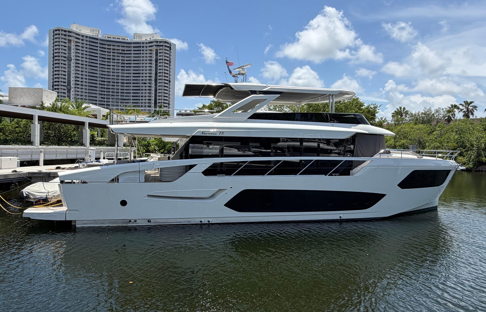 2024 Absolute Navetta 75 for sale, on display at FLIBS 2026