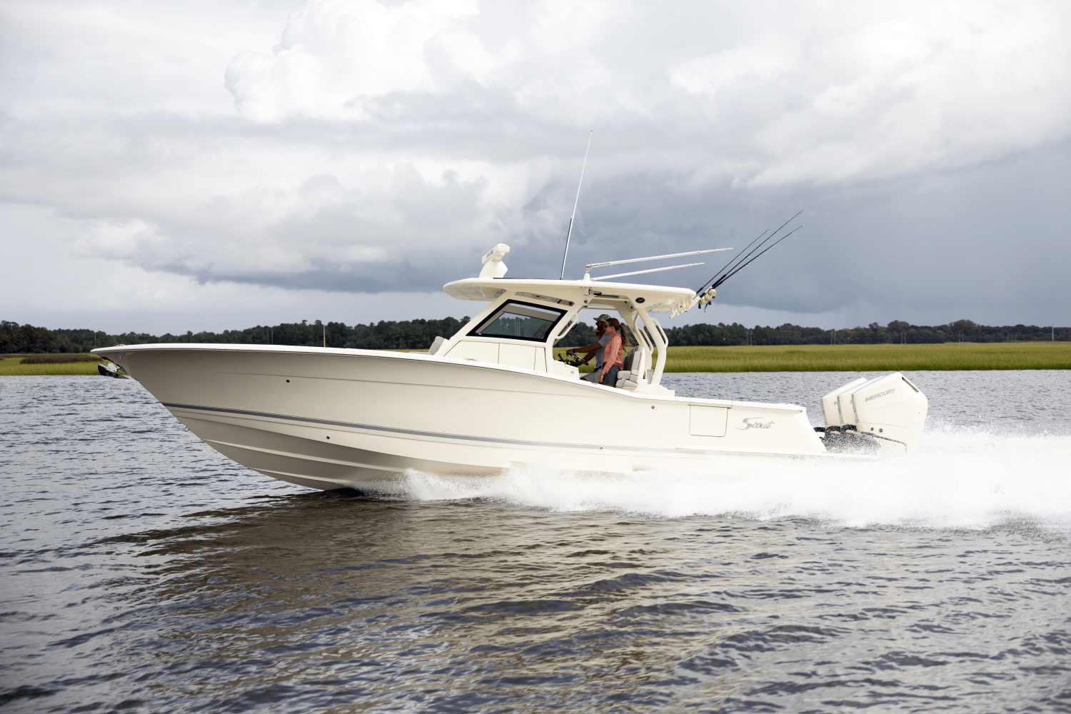 2027 Scout Boats 357 LXF for sale on YachtWay, same model as on display at FLIBS 2026