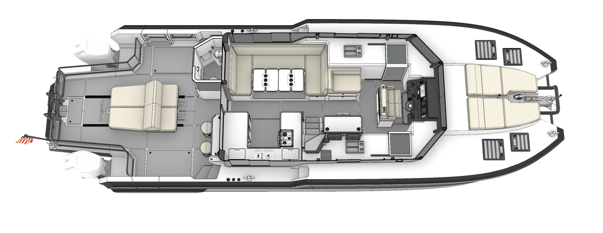 3-Cabin Layout (Day Head Option)