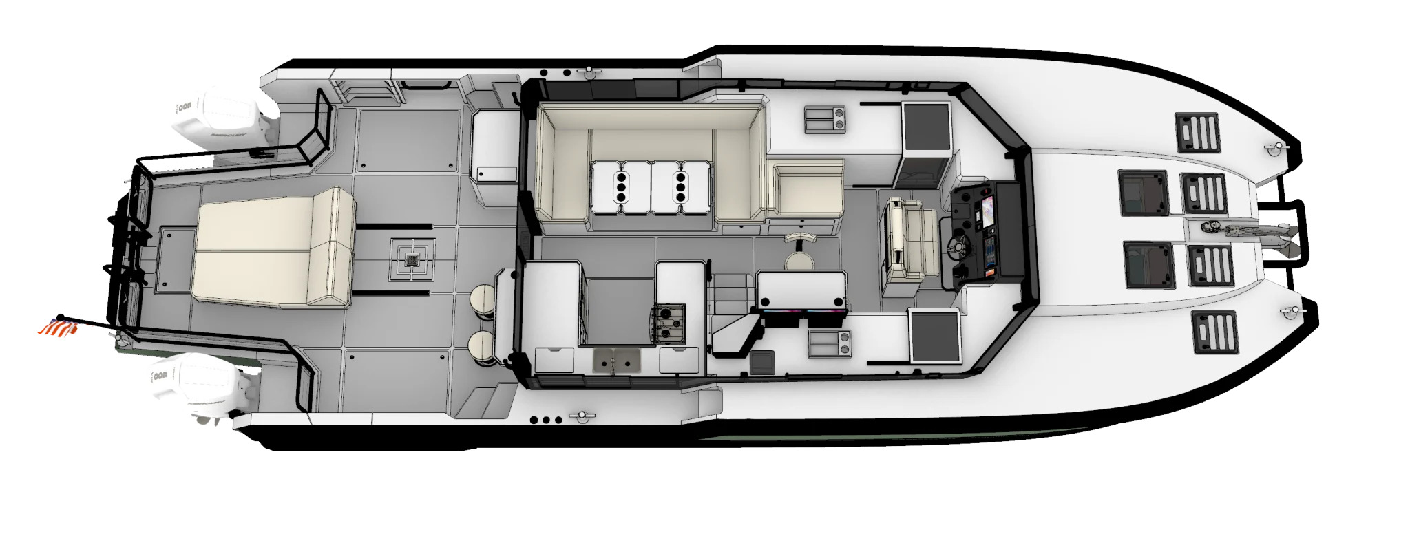 2-Cabin, 1-Head Layout (XL Owner Suite)